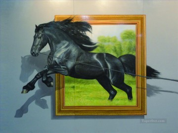 caballo fuera del marco 3D Pinturas al óleo